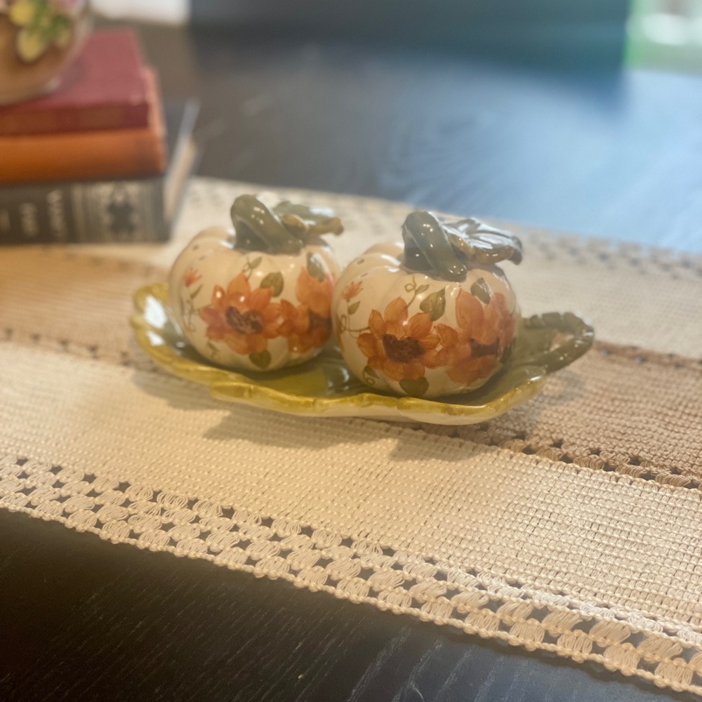 Floral Pumpkin Salt and Pepper Set